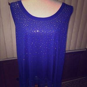 Royal Blue chiffon sleeveless blouse